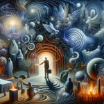 A visual representation of the interpretation of dreams about receiving news of death. The image includes symbolic elements like a depiction of a pers