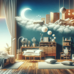 Create an image that represents the theme of dreaming about new furniture, symbolizing personal growth and transformation. The scene should depict a s