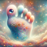 DALL·E 2024-01-29 13.39.49 – A dreamlike, surreal representation of the concept ‘Sonhar com Bicho de Pé’ (dreaming about a foot creature). The image shows a w