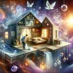 The image is a visual representation of the text ‘Unraveling Dreams The Meaning of Cleaning the House in Dreams’. It depicts a dreamlike, ethereal sc